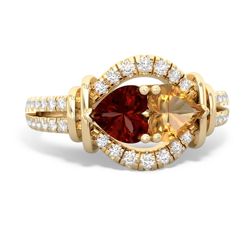 garnet-citrine pave keepsake ring