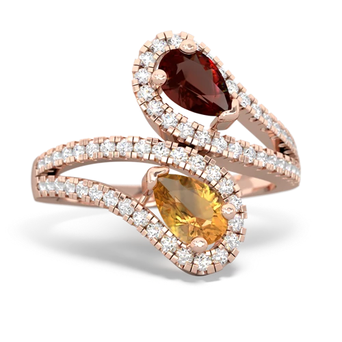 garnet-citrine pave swirls ring