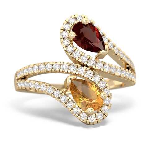 garnet-citrine pave swirls ring