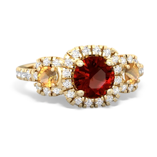 garnet-citrine three stone regal ring