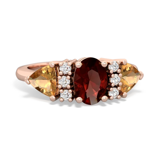 Garnet Genuine Garnet with Genuine Citrine and Lab Created Ruby Antique Style Three Stone ring Ring