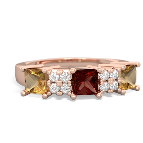 Garnet Genuine Garnet with Genuine Citrine and Lab Created Ruby Three Stone ring Ring