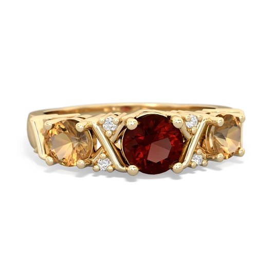 Garnet Genuine Garnet with Genuine Citrine and Lab Created Ruby Hugs and Kisses ring Ring