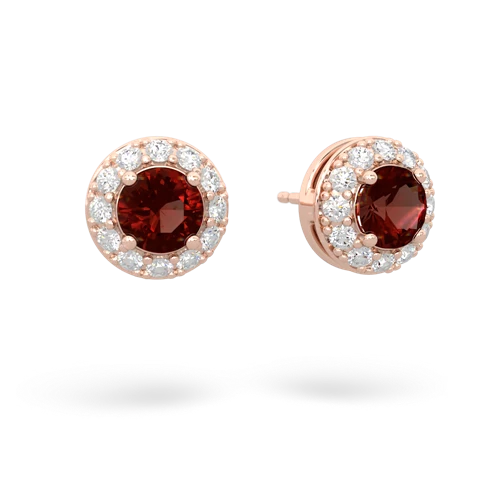 garnet classic halo earrings