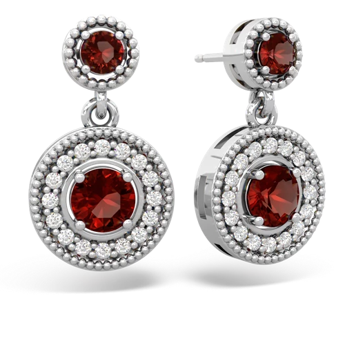 garnet halo earrings