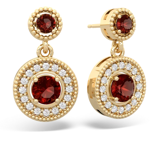 garnet halo earrings