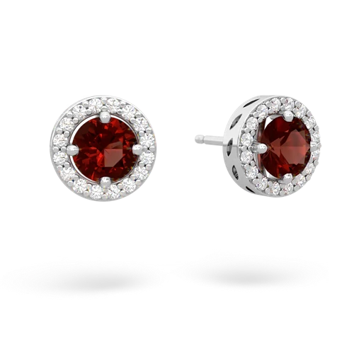 garnet halo earrings