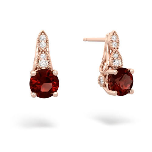 garnet halo drop earrings