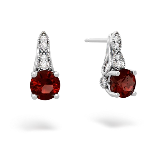 garnet halo drop earrings