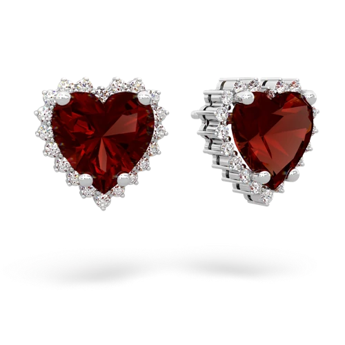 Garnet Halo Heart Genuine Garnet earrings Earrings