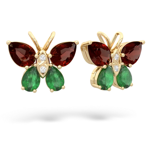 garnet-emerald butterfly earrings