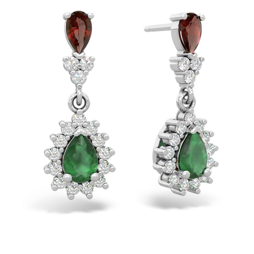 garnet-emerald dangle earrings