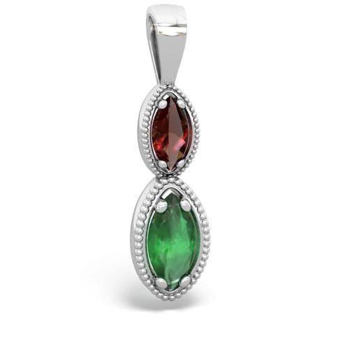 Garnet Genuine Garnet with Genuine Emerald Antique-style Halo pendant Pendant