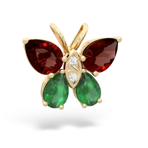 garnet-emerald butterfly pendant