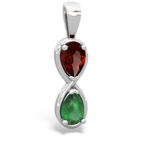 Garnet Genuine Garnet with Genuine Emerald Infinity pendant Pendant