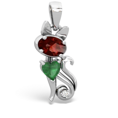 garnet-emerald kitten pendant