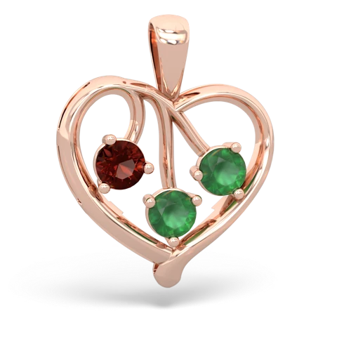 Garnet Genuine Garnet with Genuine Emerald and Genuine Opal Glowing Heart pendant Pendant