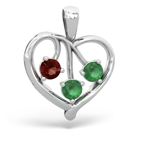 Garnet Genuine Garnet with Genuine Emerald and  Glowing Heart pendant Pendant