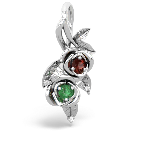 Garnet Genuine Garnet with Genuine Emerald Rose Vine pendant Pendant