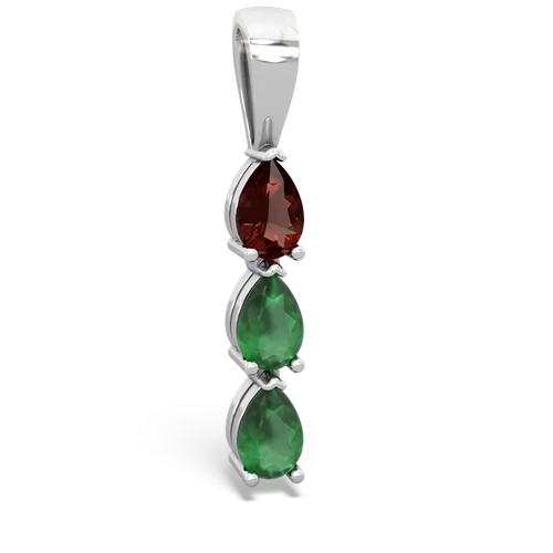Garnet Genuine Garnet with Genuine Emerald and  Three Stone pendant Pendant