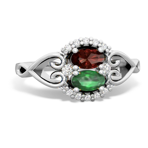 Garnet Genuine Garnet with Genuine Emerald Love Nest ring Ring