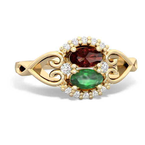 garnet-emerald antique keepsake ring