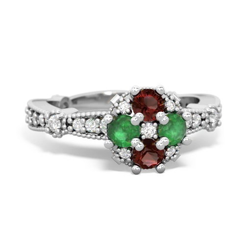 garnet-emerald art deco engagement ring