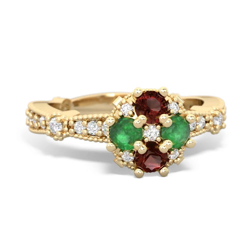 garnet-emerald art deco engagement ring