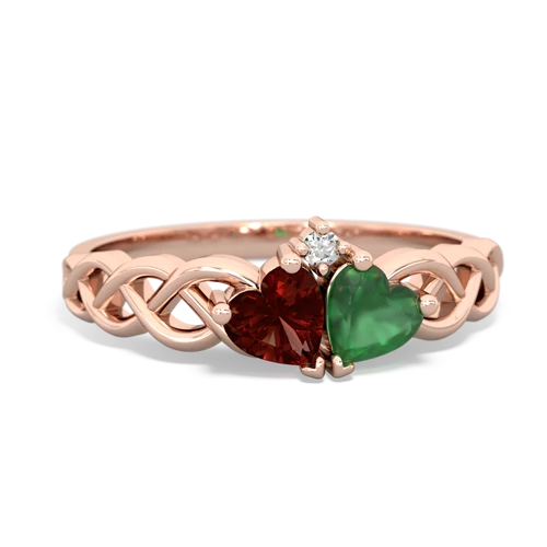 garnet-emerald celtic braid ring
