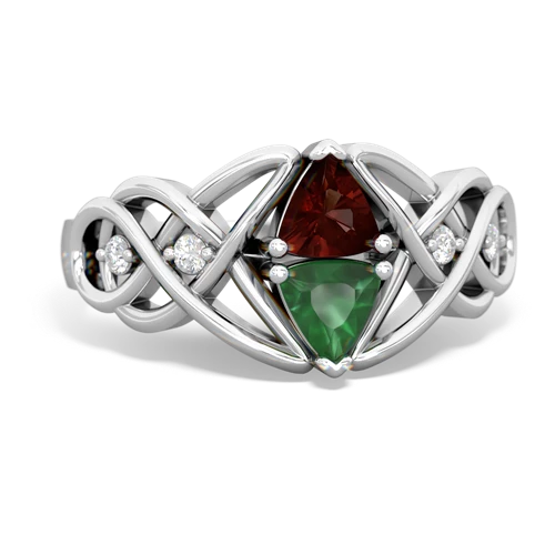 Garnet Genuine Garnet with Genuine Emerald Keepsake Celtic Knot ring Ring