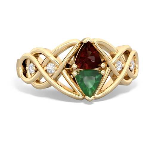 garnet-emerald celtic knot ring