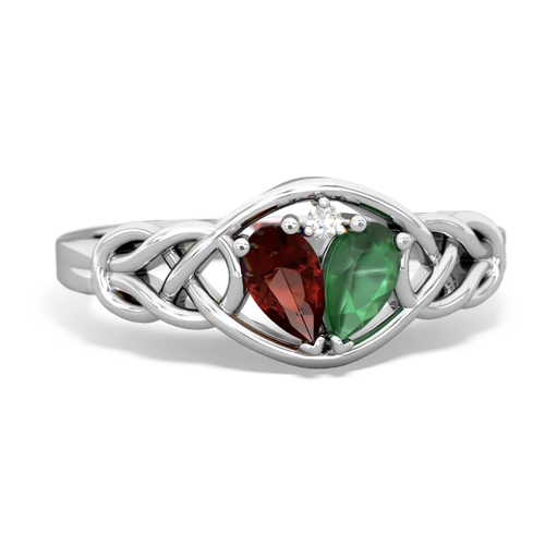 Garnet Genuine Garnet with Genuine Emerald Celtic Love Knot ring Ring