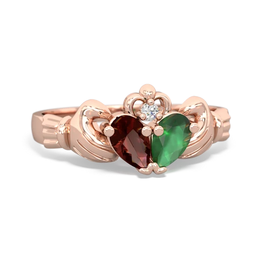 garnet-emerald claddagh ring