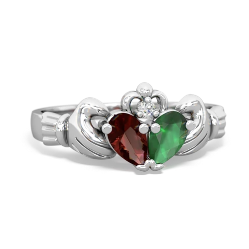 garnet-emerald claddagh ring