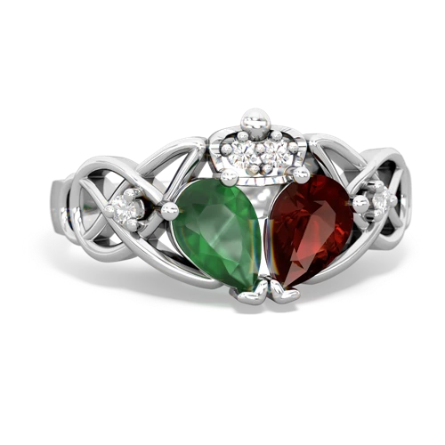 garnet-emerald claddagh ring