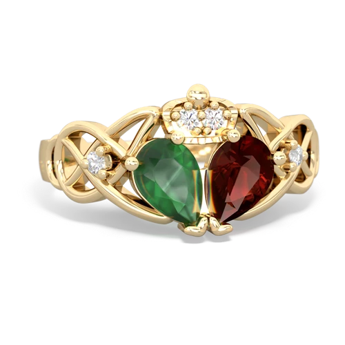 garnet-emerald claddagh ring