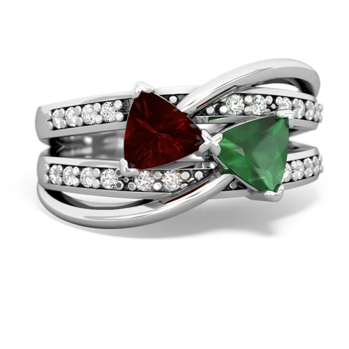 Garnet Genuine Garnet with Genuine Emerald Bowtie ring Ring