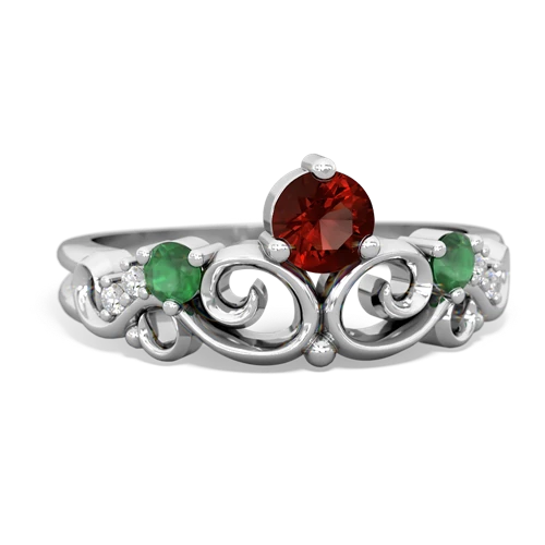 Garnet Genuine Garnet with Genuine Emerald and  Crown Keepsake ring Ring