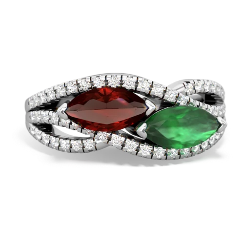 Garnet Genuine Garnet with Genuine Emerald Diamond Rivers ring Ring