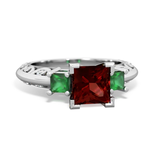 garnet-emerald engagement ring