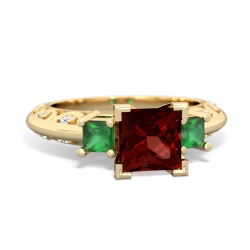 garnet-emerald engagement ring