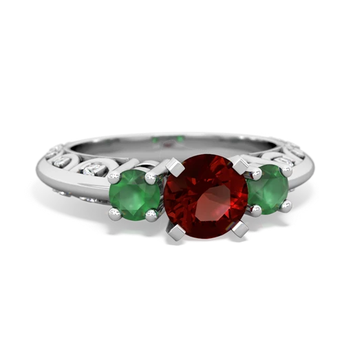 Garnet Genuine Garnet with Genuine Emerald Art Deco ring Ring