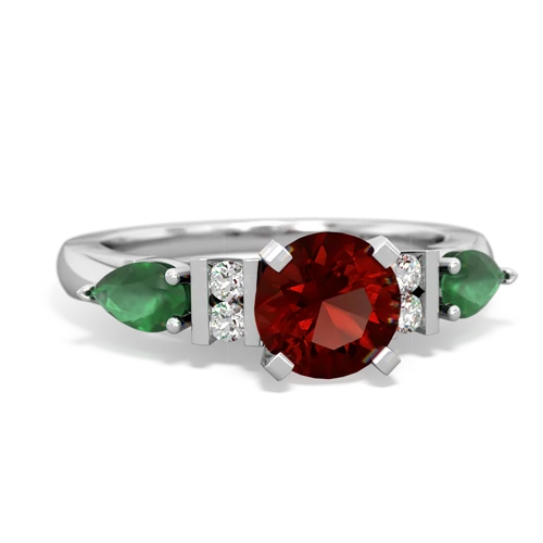 Garnet Genuine Garnet with Genuine Emerald and Genuine Swiss Blue Topaz Engagement ring Ring