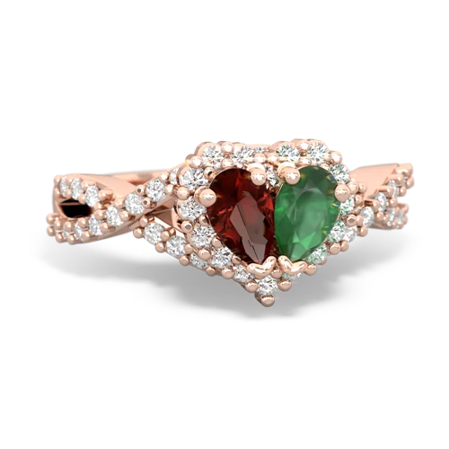 garnet-emerald engagement ring