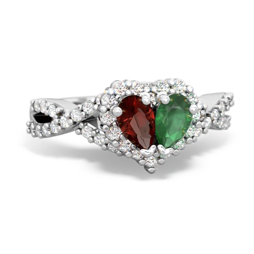 garnet-emerald engagement ring