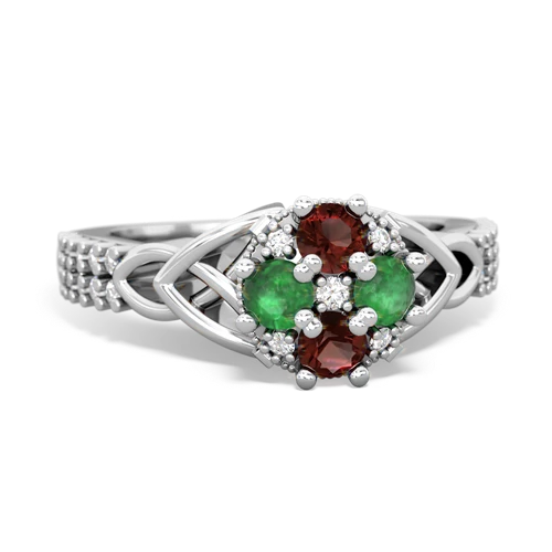 Garnet Genuine Garnet with Genuine Emerald Celtic Knot Engagement ring Ring