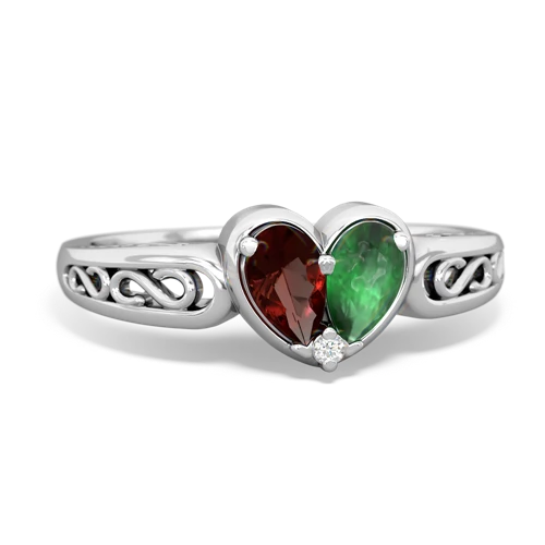 garnet-emerald filligree ring