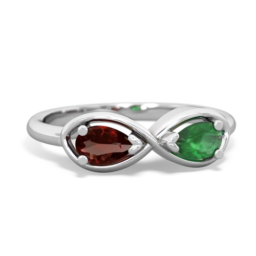 Garnet Genuine Garnet with Genuine Emerald Infinity ring Ring