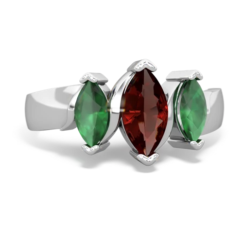 Garnet Genuine Garnet with Genuine Emerald and  Three Peeks ring Ring