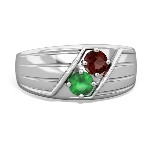 Garnet Genuine Garnet with Genuine Emerald Art Deco Men's ring Ring